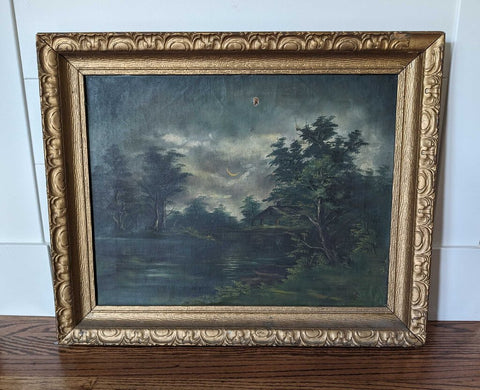 Antique Framed Landscape | Oil on Canvas 24x19( As Found)