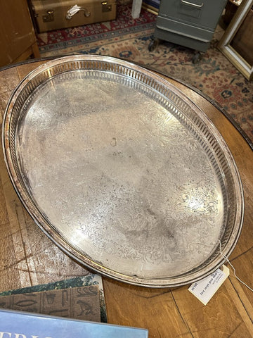 Large oval silver tray 16x22