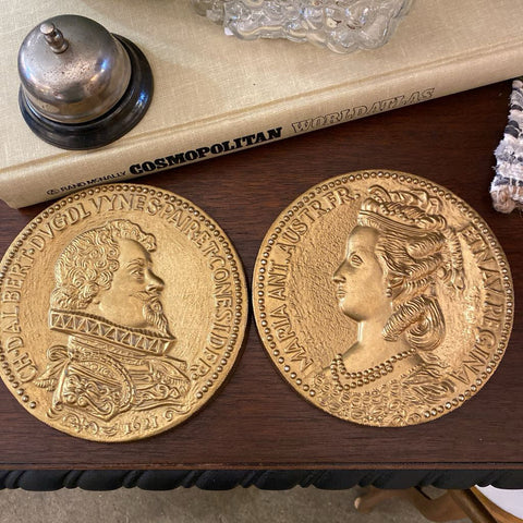 Vintage Coin Plaques (Pair) 6"Diameter