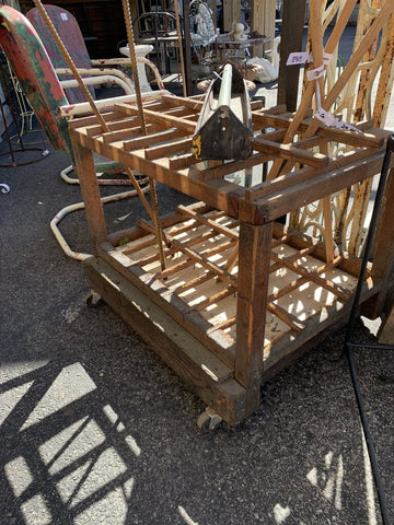 Vintage Wooden Rolling Cart- Came from an old window Factory in Illinois