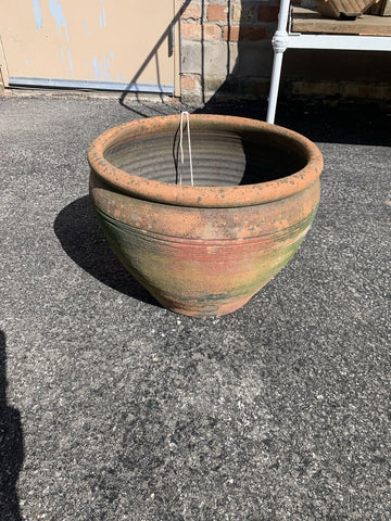 Large Grooved Terra Cotta Pot