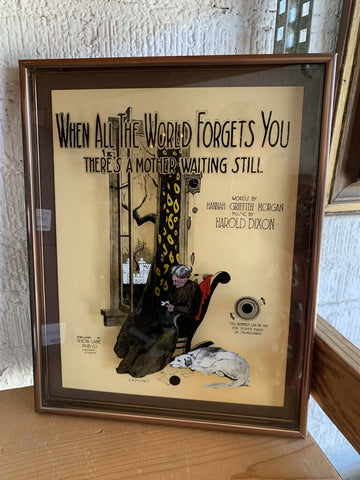 Vintage "When the World Forgets You" Mother Reverse Painting Framed- 11.25 x 14.25"