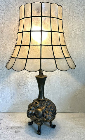 VINTAGE FRUIT LAMP WITH SHELL SHADE, IN STORE PICKUP ONLY