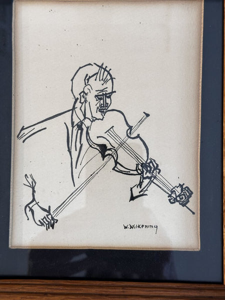 Man Playing Violin Art -W Wilkening 9x11