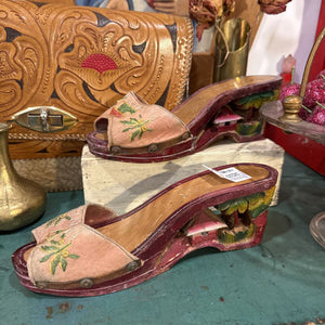 carved wood souvenir shoes