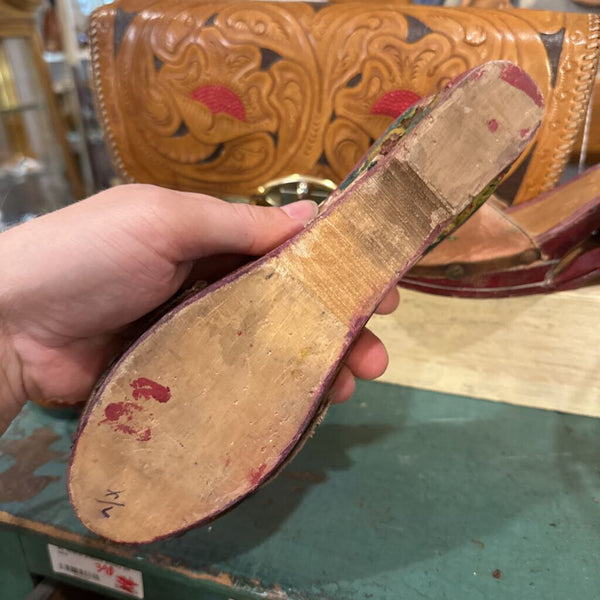 carved wood souvenir shoes