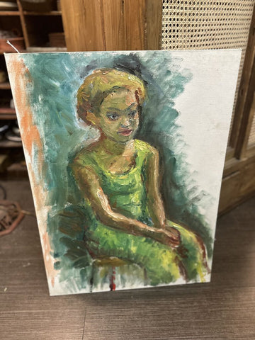 Portrait of woman painting