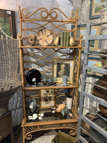 Vintage Bamboo 3 Glass Shelf. Stand~ 34" w x 18" d x 76" t~ Pick up in Store