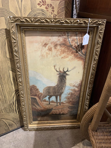 Antique Deer Painting ~ 17" w x 28.5" t