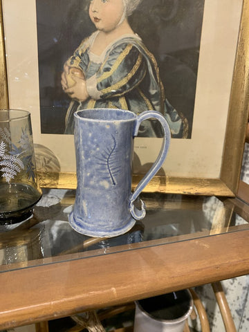 Vintage Blue Pottery Cup~ Studio Pottery~ Signed Herst~ 3" w x 4" l x 5.25" t