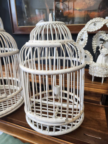 Wood rattan bird cage 17 x 10