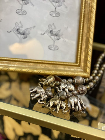 Silver elephants necklace