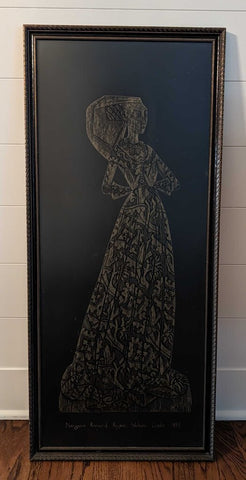 Vintage Framed Brass Rubbing 17x38