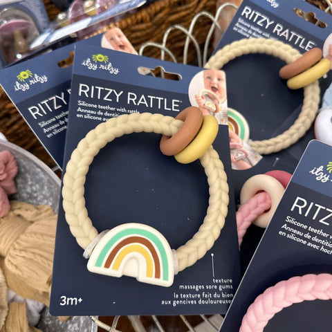 Ritzy Rattle Silicone Teether Rattle Neutral Rainbow