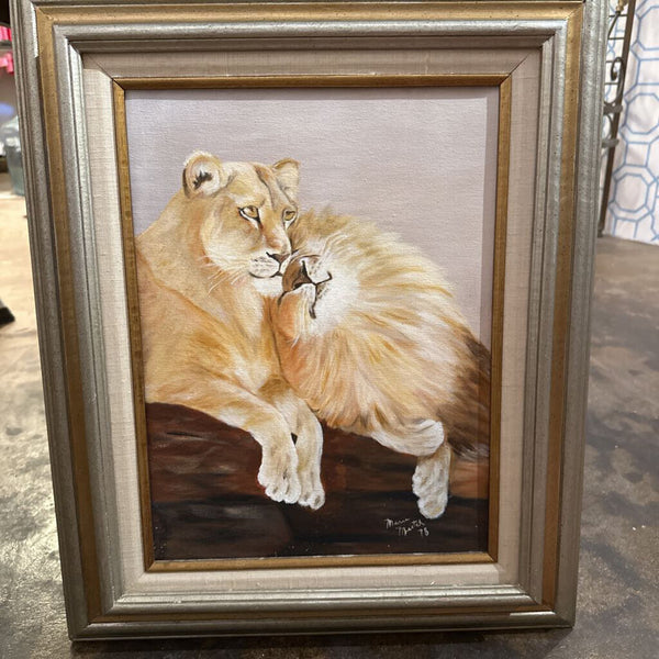 Original Oil Painting of Lions 19" x 23"