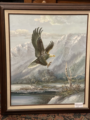 Vintage Eagle Painting framed signed Elliott