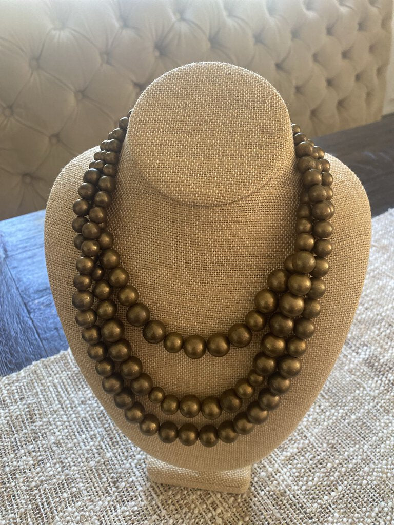 Vintage Brass 3 Strand Bauble Necklace
