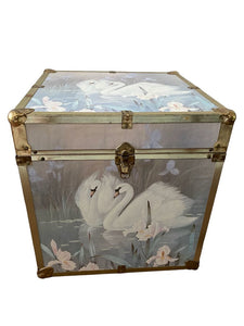 Vintage Brass Trunk w/ Swan Detail - 16" Square