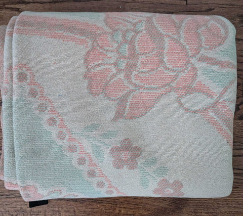 Vintage Floral Wool Blanket - Ex Cond