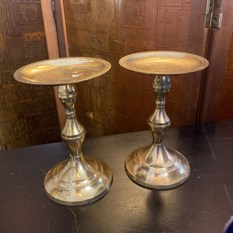 Vintage Brass Candlesticks (Pair) 5' x 3"