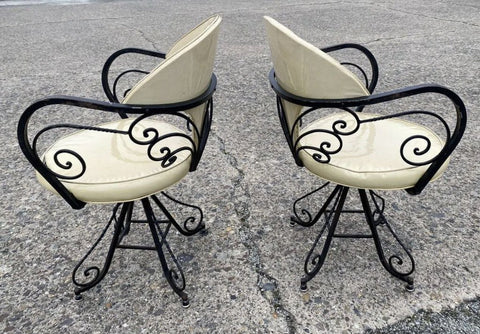 Vintage set of 4 metal1960's wrought iron scroll chairs