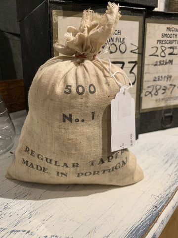 Vintage Cotton Bag of No. 1 Regular Taper Corks- Made in Portugal-