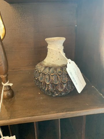 Vintage Pottery Petal Vase- 3.5" w x 4.25" t
