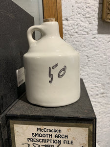 Vintage White "50" Jug with Cork- 4.25" w x 5.75" t