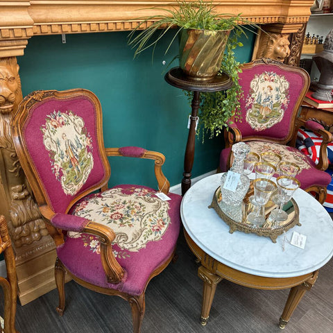 Pair of Tapestry French Style Chairs In Store Pick Up Only