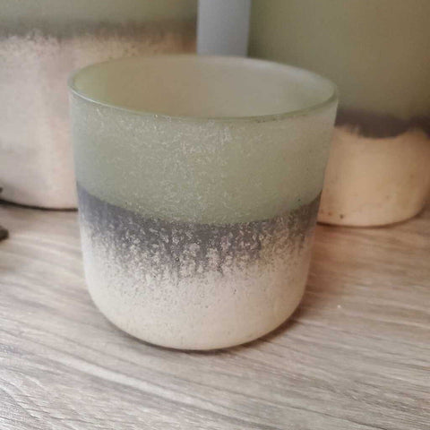 Textured Green Ombre candle Holder Small 3.5" tall