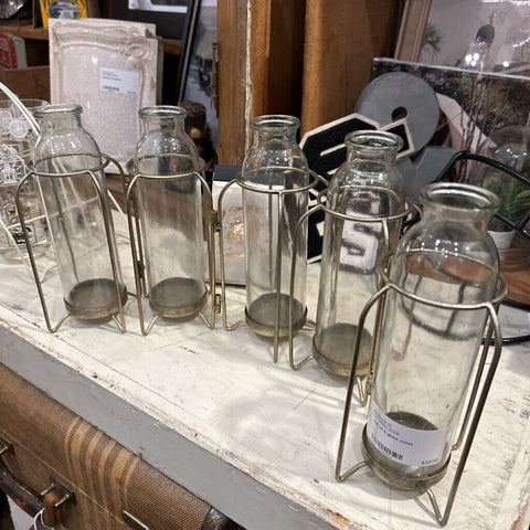 Set of 5 glass vases