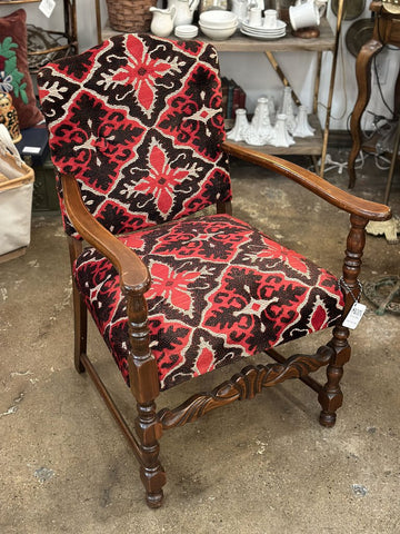 VINTAGE UPHOLSTERED ARMCHAIR 35"H x 27"D x 25 3/4"W, Swoon