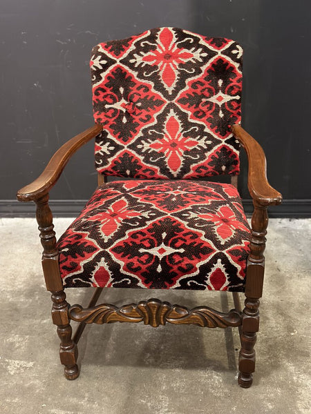 VINTAGE UPHOLSTERED ARMCHAIR 35"H x 27"D x 25 3/4"W, Swoon