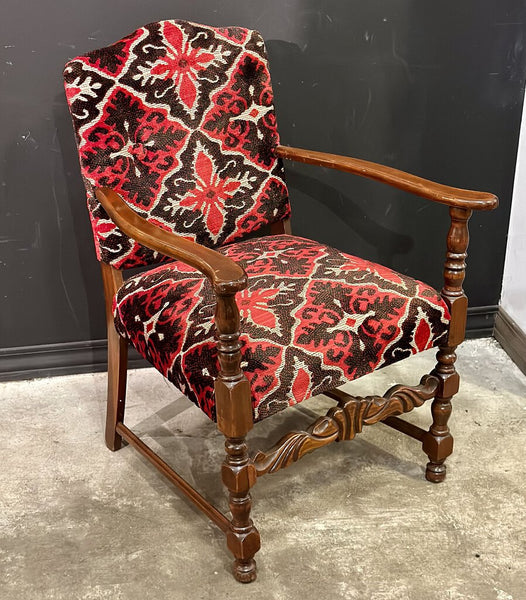 VINTAGE UPHOLSTERED ARMCHAIR 35"H x 27"D x 25 3/4"W, Swoon