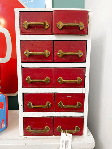 Jens Fresh Vintage ~ Vintage Handmade Red drawer cabinet
