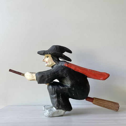 Moxie - Paper Mache Witch Riding Broom - 16x10