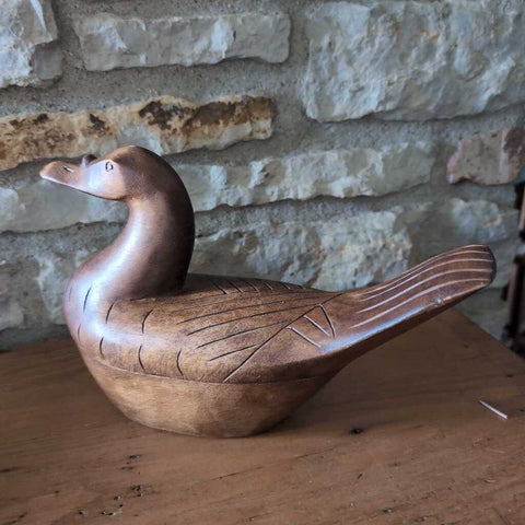 Vintage Wooden Duck w/Lid 11x8