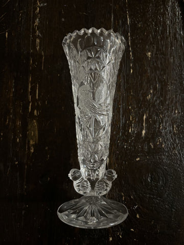 Vintage Hofbauer Byrdes Crystal Vase 7"