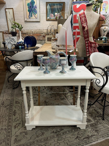 Vintage white painted handmade side table