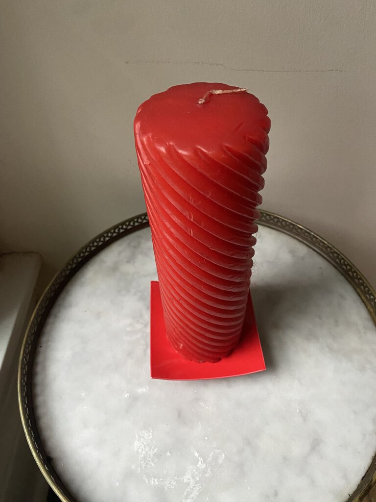 Monochrome Red Candle with Metal Base W1532