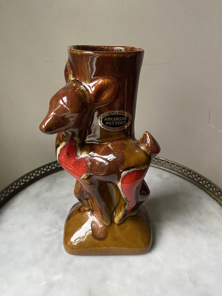 Deer MCM Vase 9" tall W1124