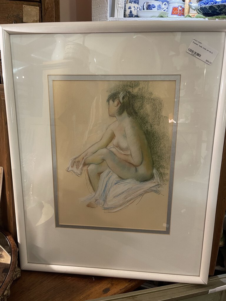 Framed nude chalk art as is