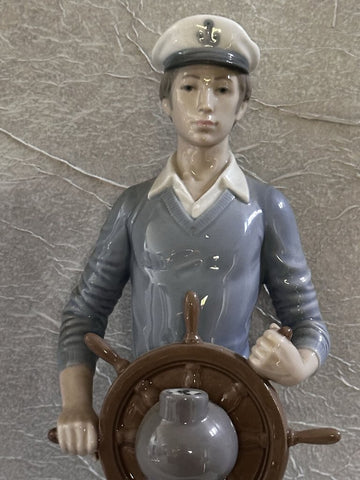 Lladro 5206 Yachtsman Porcelain Figurine Young Captain At The Helm Approx 14in Tall FIRM