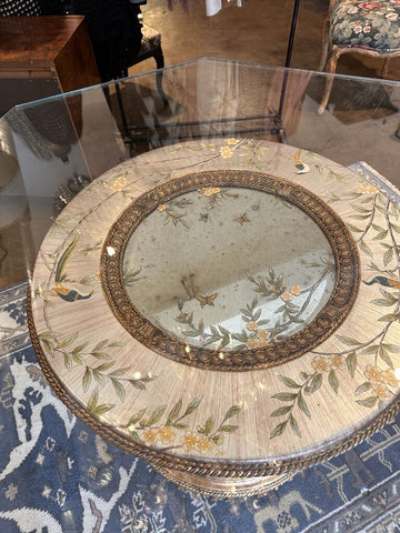 LILLIAN AUGUST Silver Leaf Hand Painted Table Glass Top IN STORE PICK UP ONLY