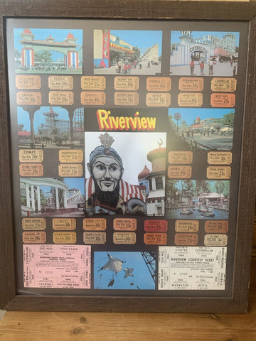 Vintage framed memorabilia from Riverview Amusement Park