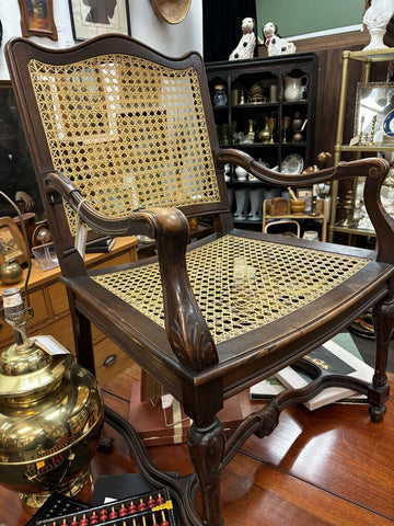 Vintage Wood Armchair w/ Cane Seat (in store P/U)