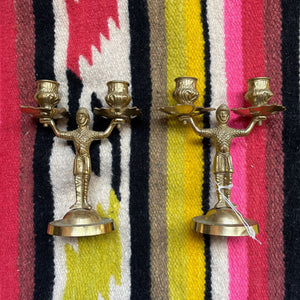 Pair of brass luminere candle stick holders