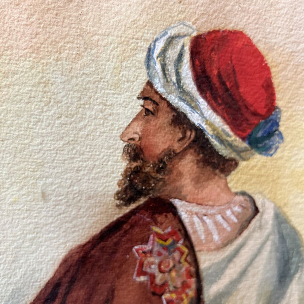 Vtg Original Watercolor in Distressed Frame 21.25" x 13.25"