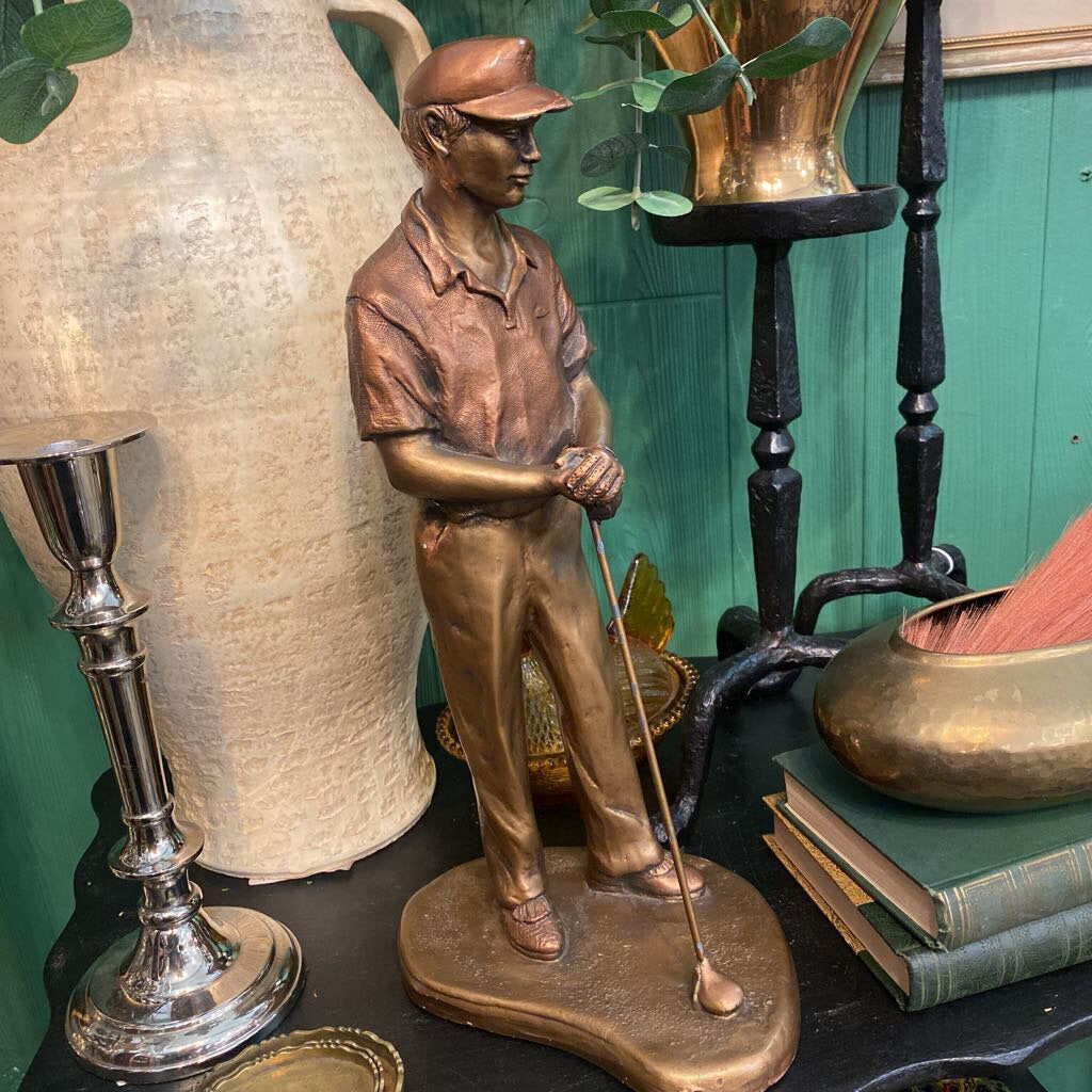 Vintage Austin Bronzed Sculpture of Golfer by Alice Heath 16.5" x 6"