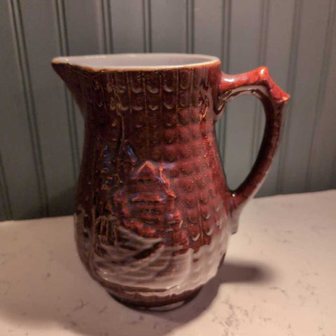 Vintage Brown Ironstone Pitcher. 8 inches